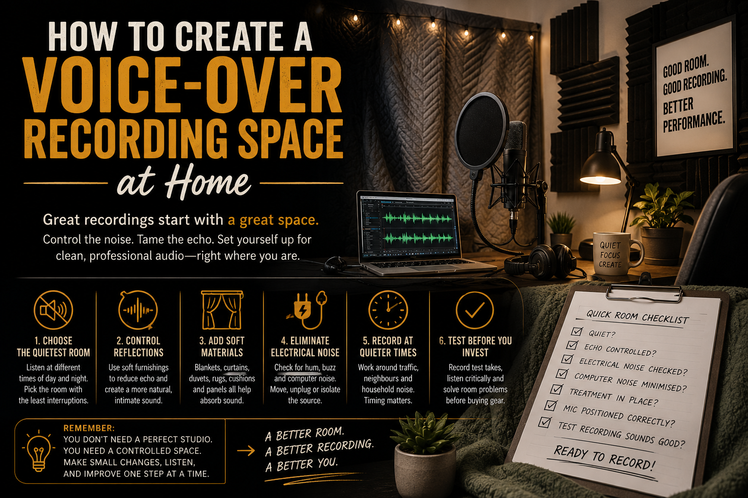 How to Create a Voice-Over Recording Space at Home